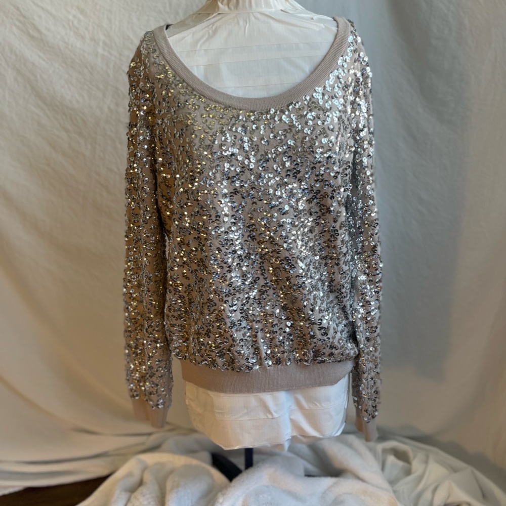 H&M Silver sequin sweater Sz M